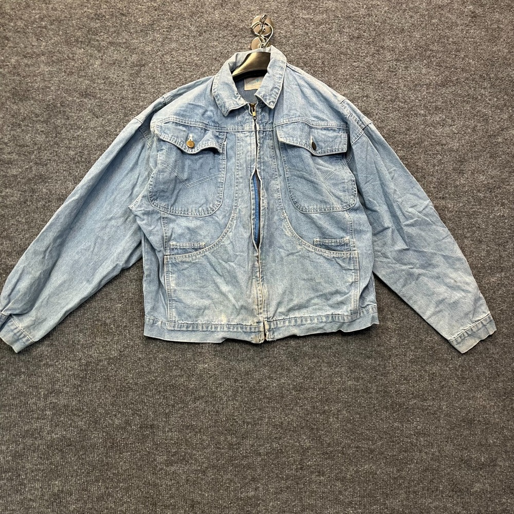 Vintage Sergio Valente Denim Jacket Men's Blue Full Zip Workwear Retro - Medium